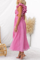 Clarisse | Robe Maxi Fleurie à Volants et Lacets au Dos