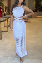 Élia | Robe Maxi Texturée à Découpe et Anneau