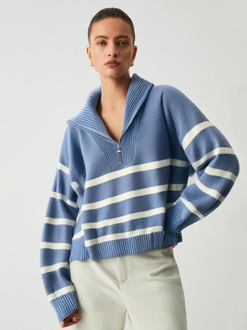 Estelle™ | Pull élégant à col en V zippé