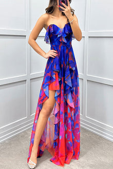 Noélie | Robe Maxi Ombrée à Volants et Fente
