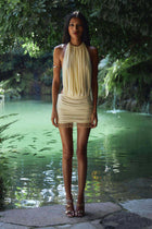 Naïa | Robe Drapée & Détails Perles
