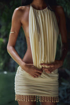 Naïa | Robe Drapée & Détails Perles