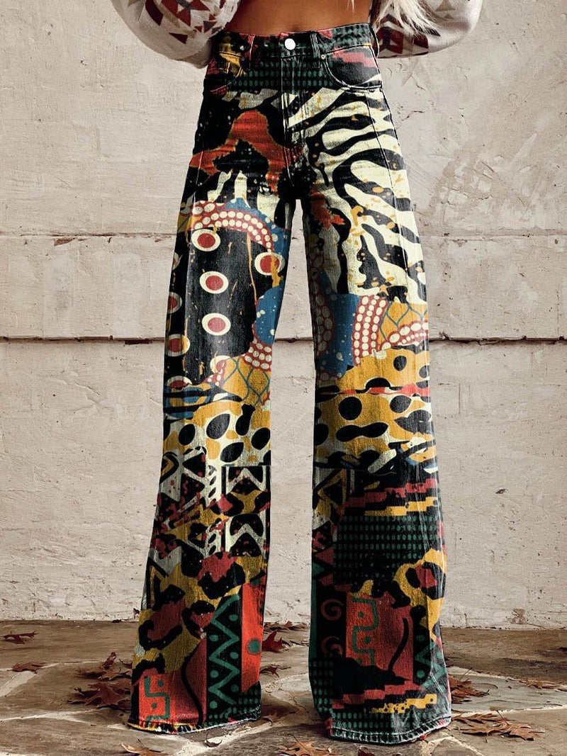 Capucine | Pantalon Large à Motif Jardin Rétro