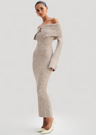 Velour | Robe Midi Épaules Dénudées en Maille