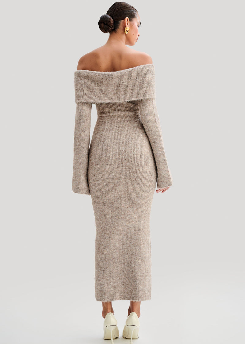 Velour | Robe Midi Épaules Dénudées en Maille