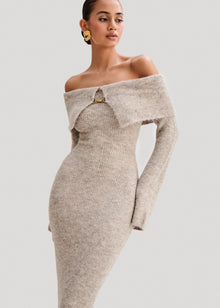 Velour | Robe Midi Épaules Dénudées en Maille