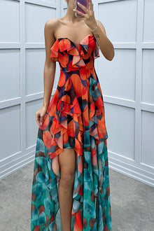 Noélie | Robe Maxi Ombrée à Volants et Fente