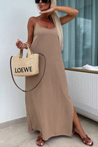 Myriam | Robe Maxi Unie Dos Nu à Bretelles