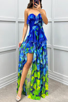 Noélie | Robe Maxi Ombrée à Volants et Fente