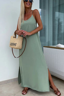 Myriam | Robe Maxi Unie Dos Nu à Bretelles