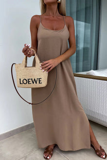 Myriam | Robe Maxi Unie Dos Nu à Bretelles