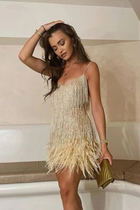 Nayaema | Robe Brillante & Effet Plumes