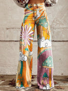 Capucine | Pantalon Large à Motif Jardin Rétro