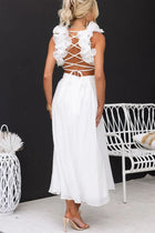 Clarisse | Robe Maxi Fleurie à Volants et Lacets au Dos