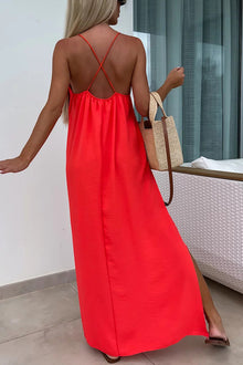 Myriam | Robe Maxi Unie Dos Nu à Bretelles