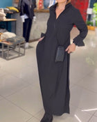 Evia™ | Loose Lapel Dress With Side Slit