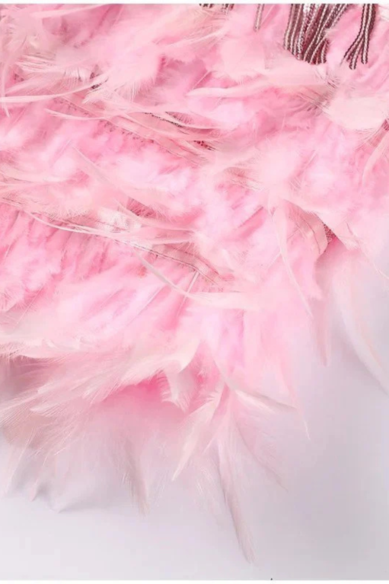 Nayaema | Robe Brillante & Effet Plumes