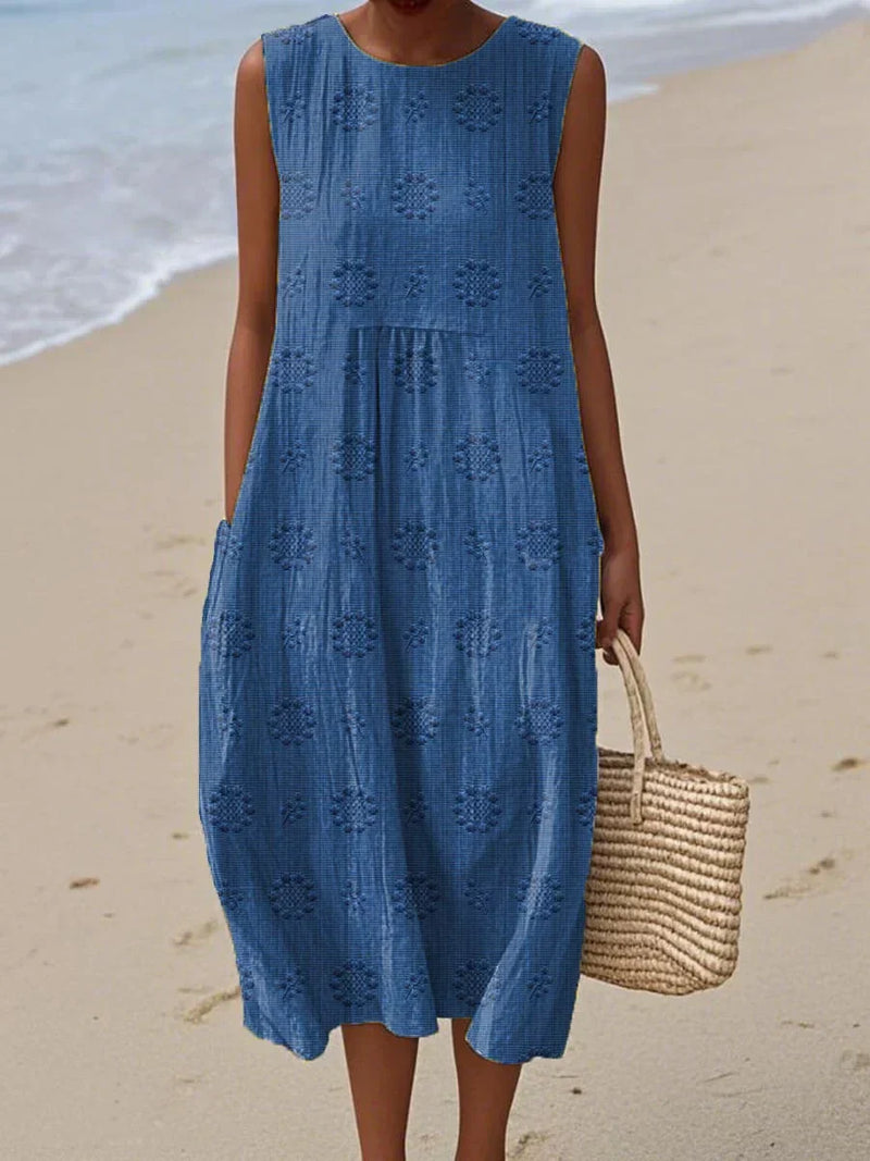 Arianna | Robe D'Été En Coton Avec Poche Brodée
