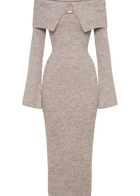 Velour | Robe Midi Épaules Dénudées en Maille