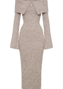 Velour | Robe Midi Épaules Dénudées en Maille