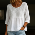 Célia | Blouse Patchwork Brodée De Fleurs