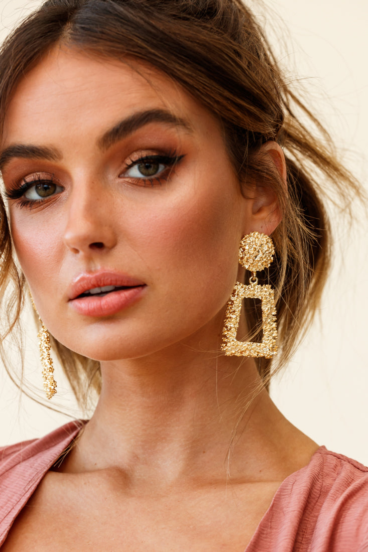 Boucles d'oreilles géométriques Manhattan en or