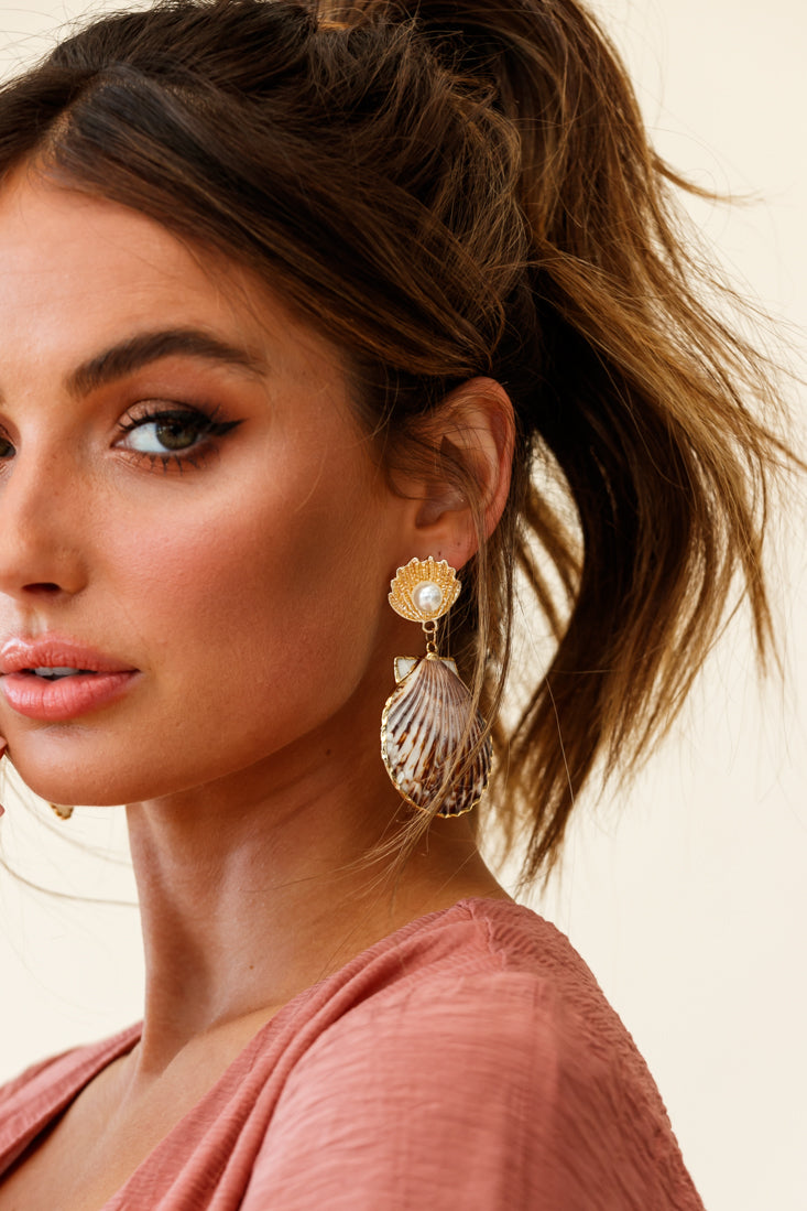 Boucles d'oreilles en coquillage avec perles Bora Bora