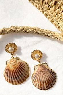 Boucles d'oreilles en coquillage avec perles Bora Bora