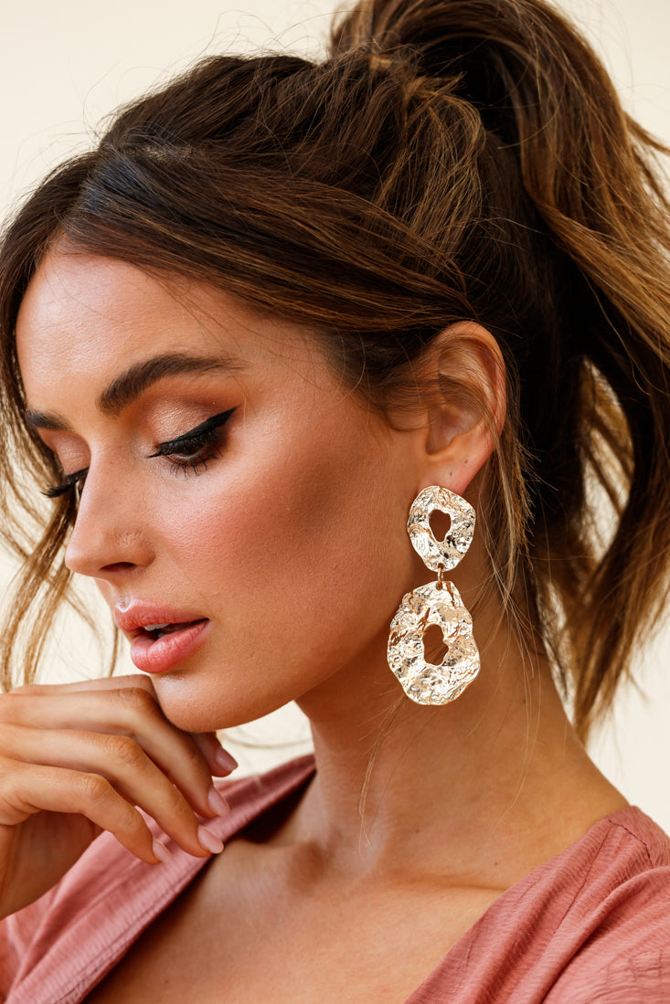 Boucles d'oreilles en métal martelé Barcelone or
