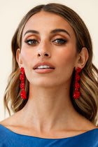 Boucles d'oreilles florales Osaka en perles rouges