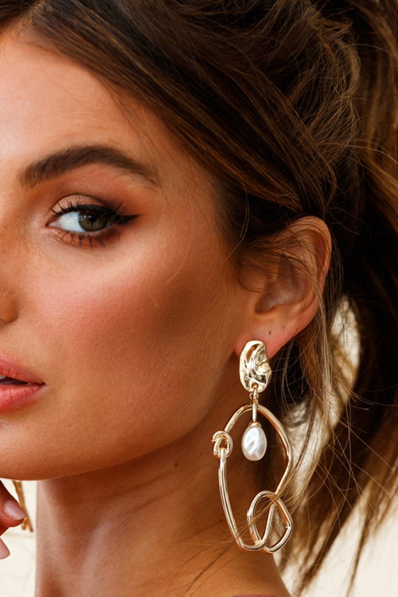 Boucles d'oreilles goutte d'oreille en perles abstraites Paloma en or