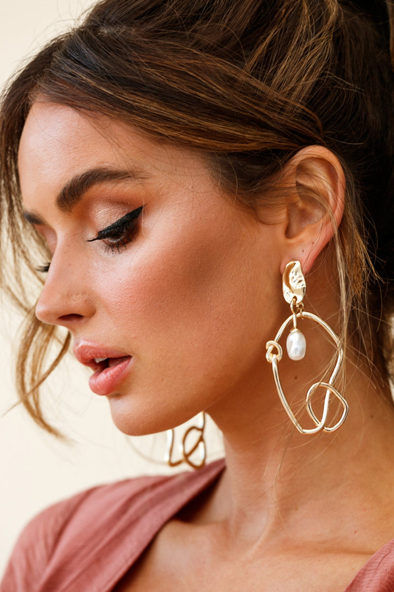 Boucles d'oreilles goutte d'oreille en perles abstraites Paloma en or