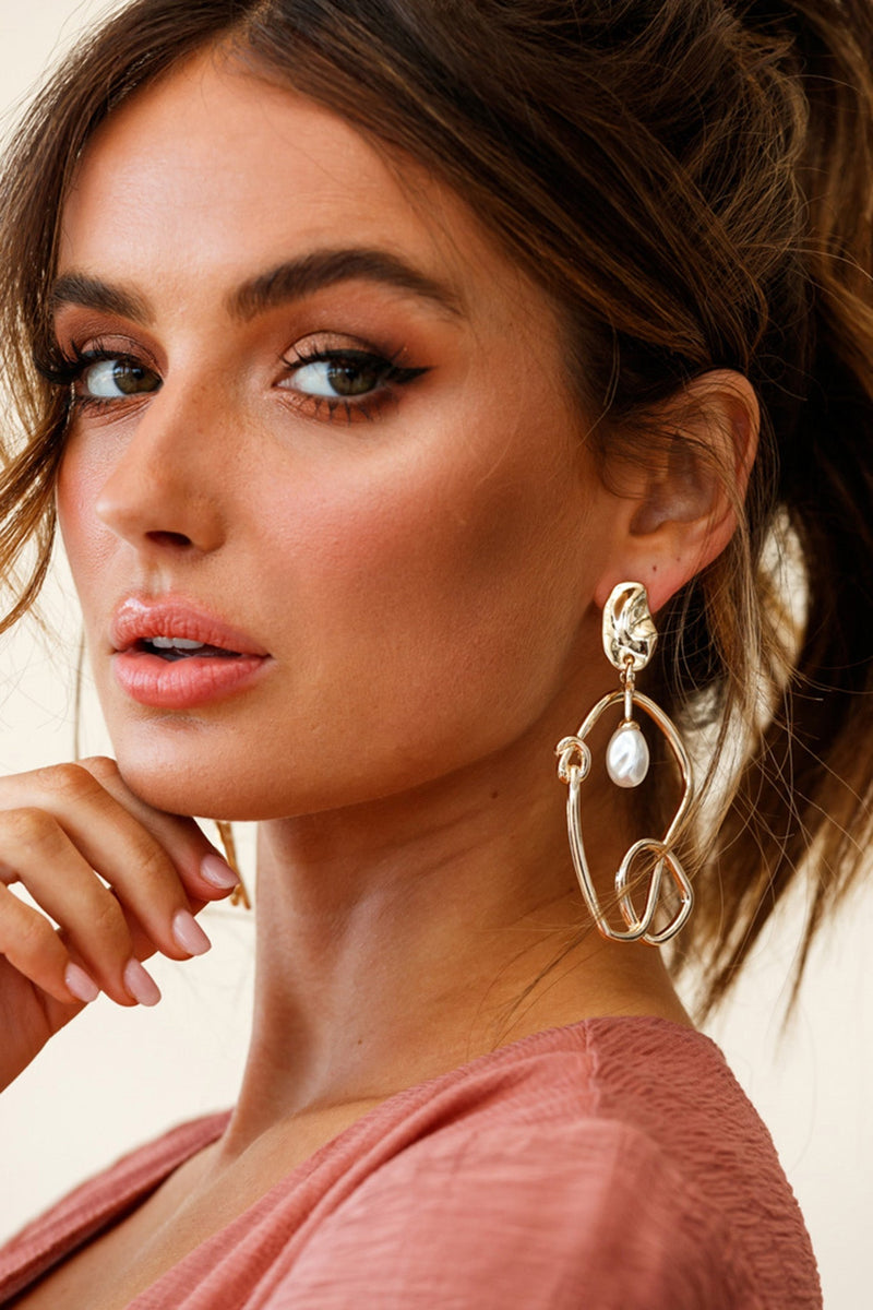 Boucles d'oreilles goutte d'oreille en perles abstraites Paloma en or