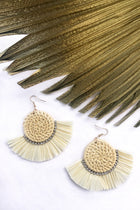 Boucles d'oreilles en paille tissée avec accent diamante Kenya Naturel