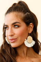 Boucles d'oreilles en paille tissée avec accent diamante Kenya Naturel