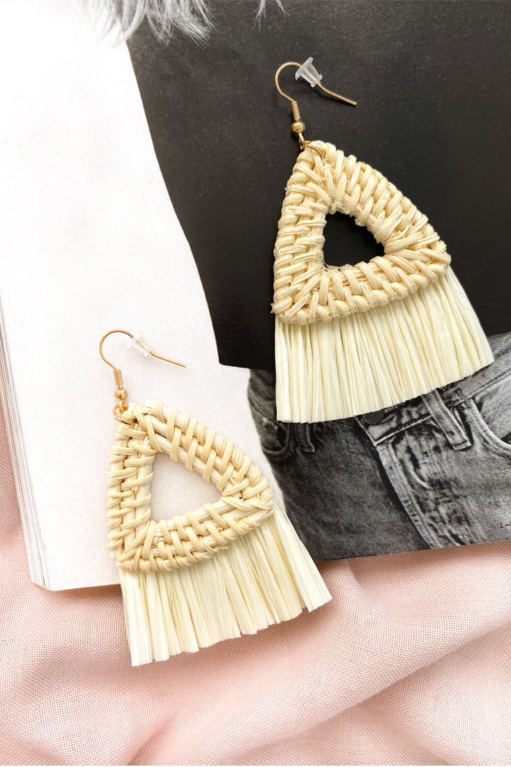 Boucles d'oreilles en paille tressée Koko Naturelles