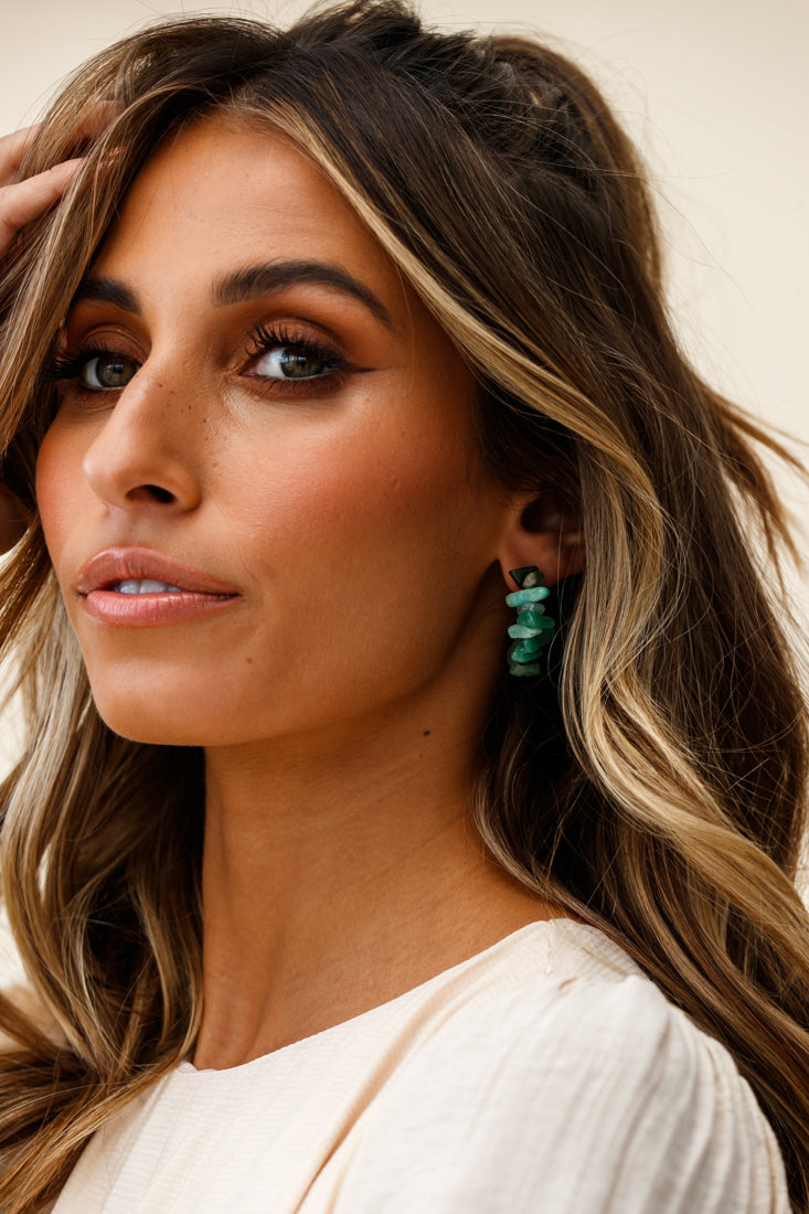 Boucles d'oreilles Jasmine en pierre brute Jade