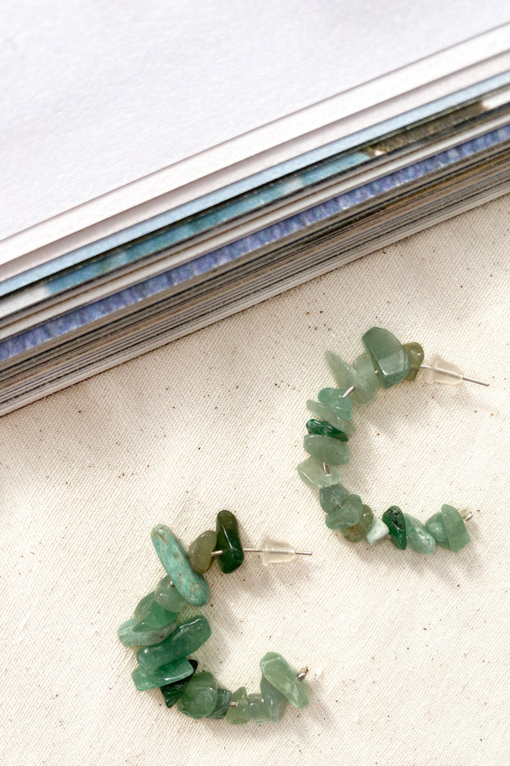 Boucles d'oreilles Jasmine en pierre brute Jade