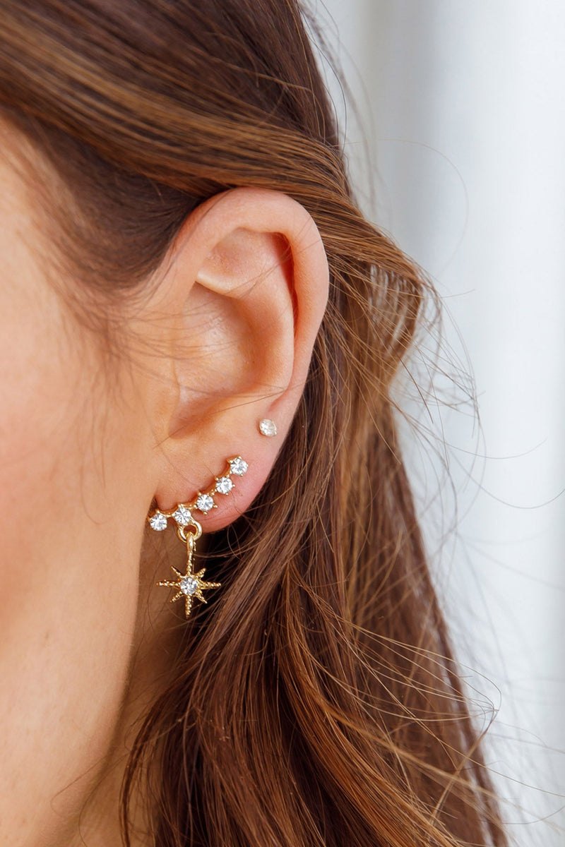 Boucles d'oreilles en étoile de cristal Vierge Or