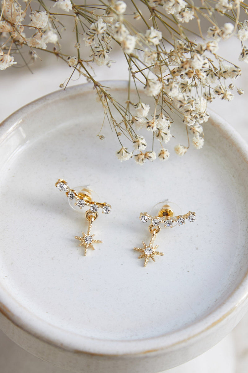 Boucles d'oreilles en étoile de cristal Vierge Or