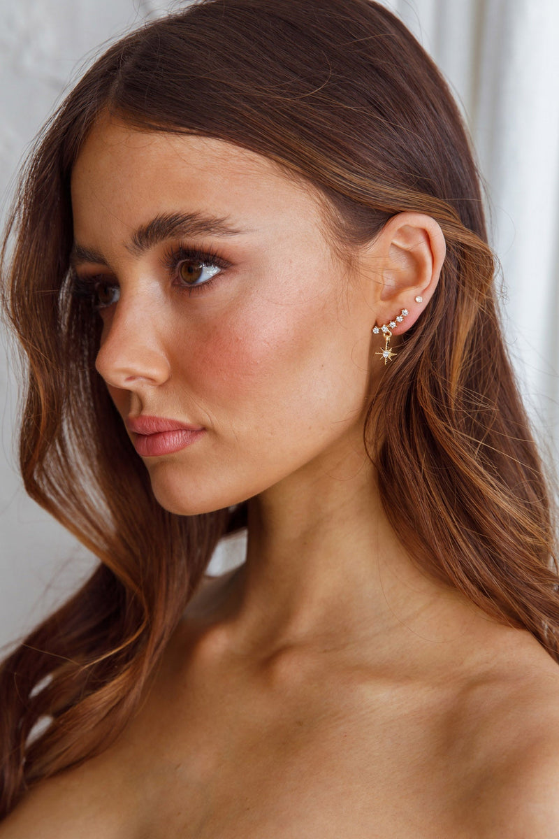 Boucles d'oreilles en étoile de cristal Vierge Or
