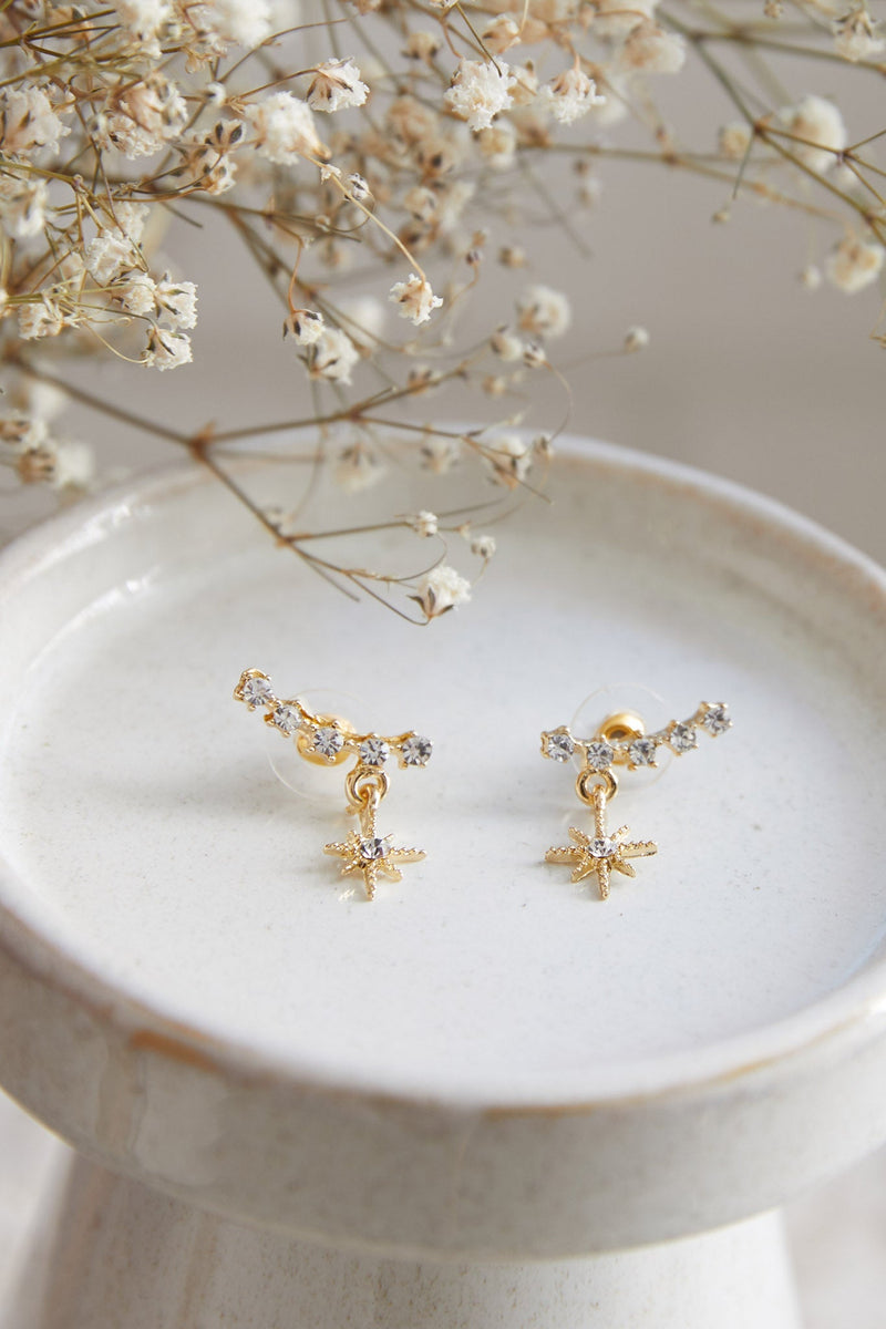 Boucles d'oreilles en étoile de cristal Vierge Or