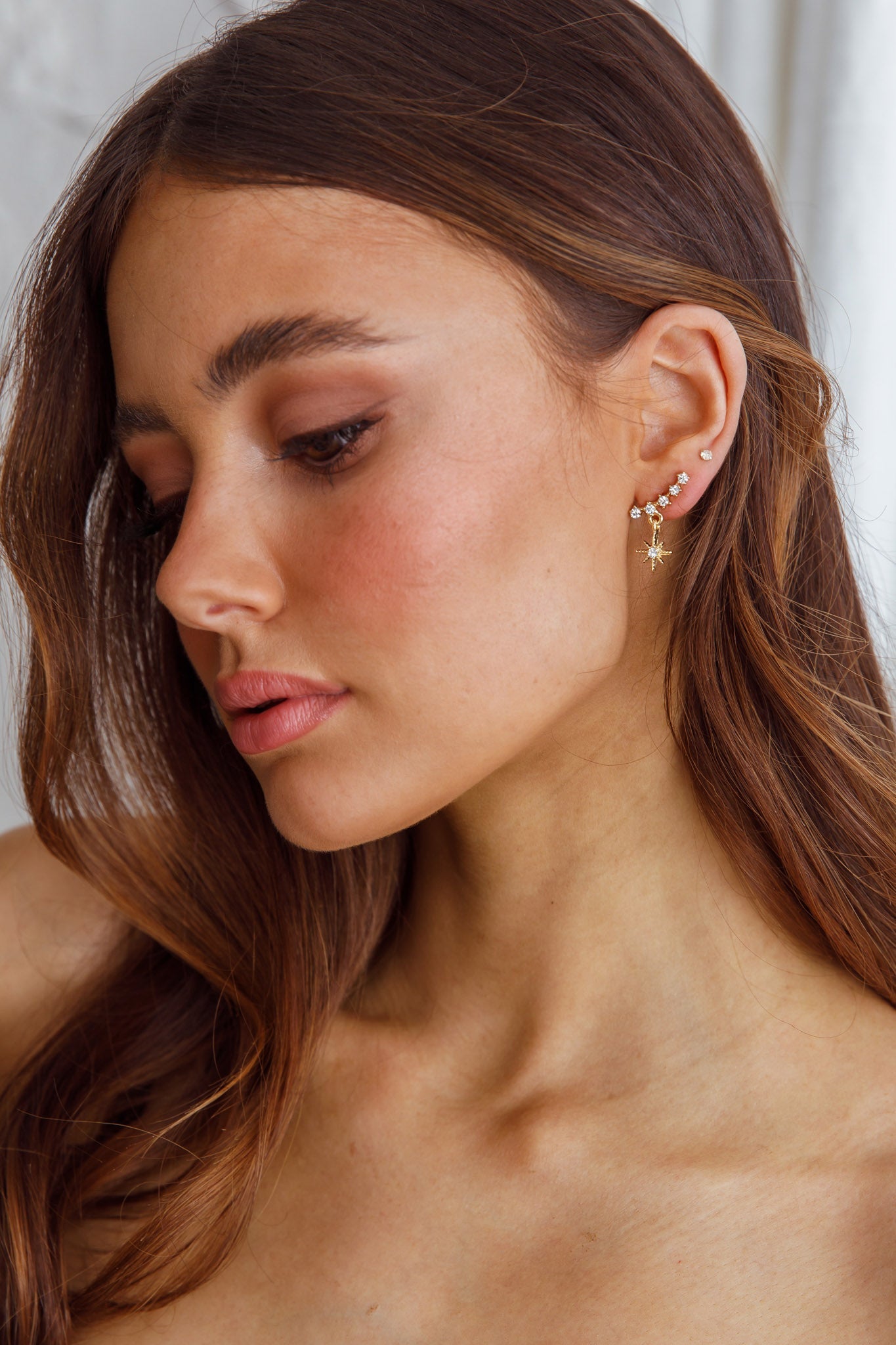 Boucles d'oreilles en étoile de cristal Vierge Or