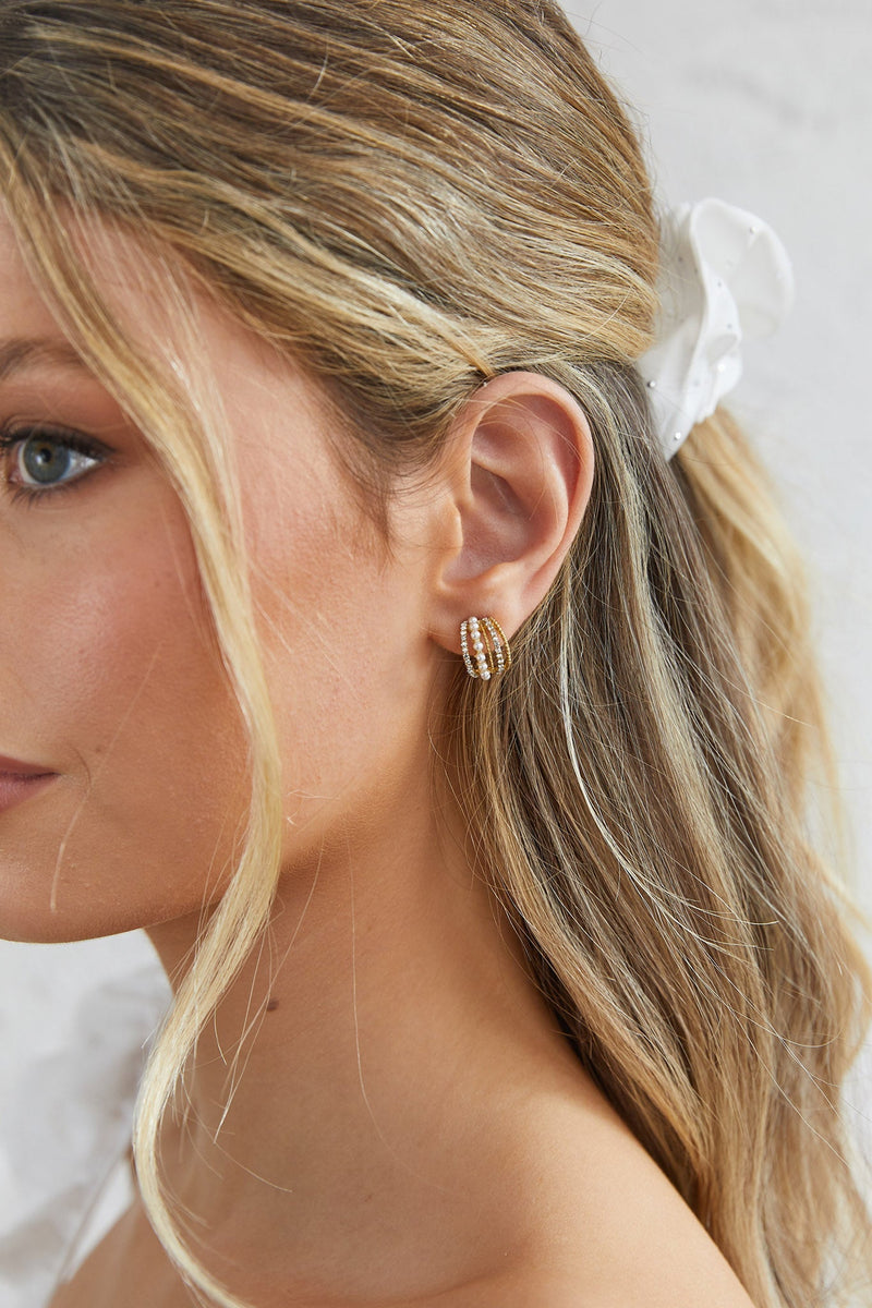 Boucles d'oreilles Ophelia en perles et cristaux dorés