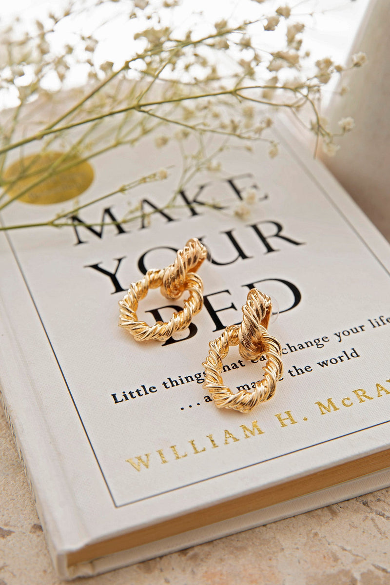 Boucles d'oreilles ovales torsadées Melrose Or