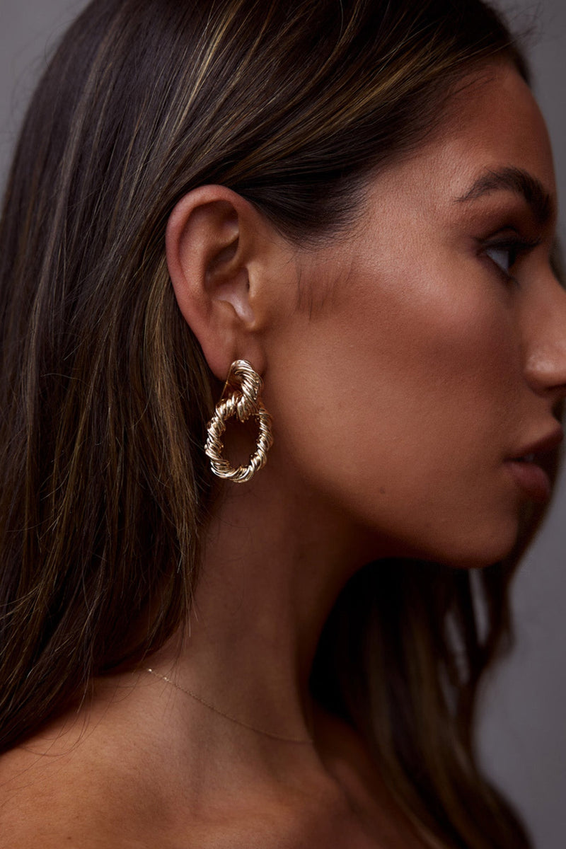 Boucles d'oreilles ovales torsadées Melrose Or