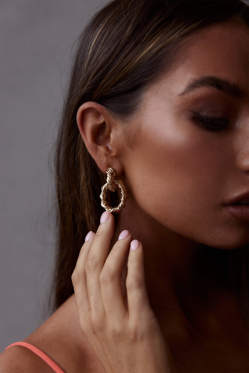 Boucles d'oreilles ovales torsadées Melrose Or