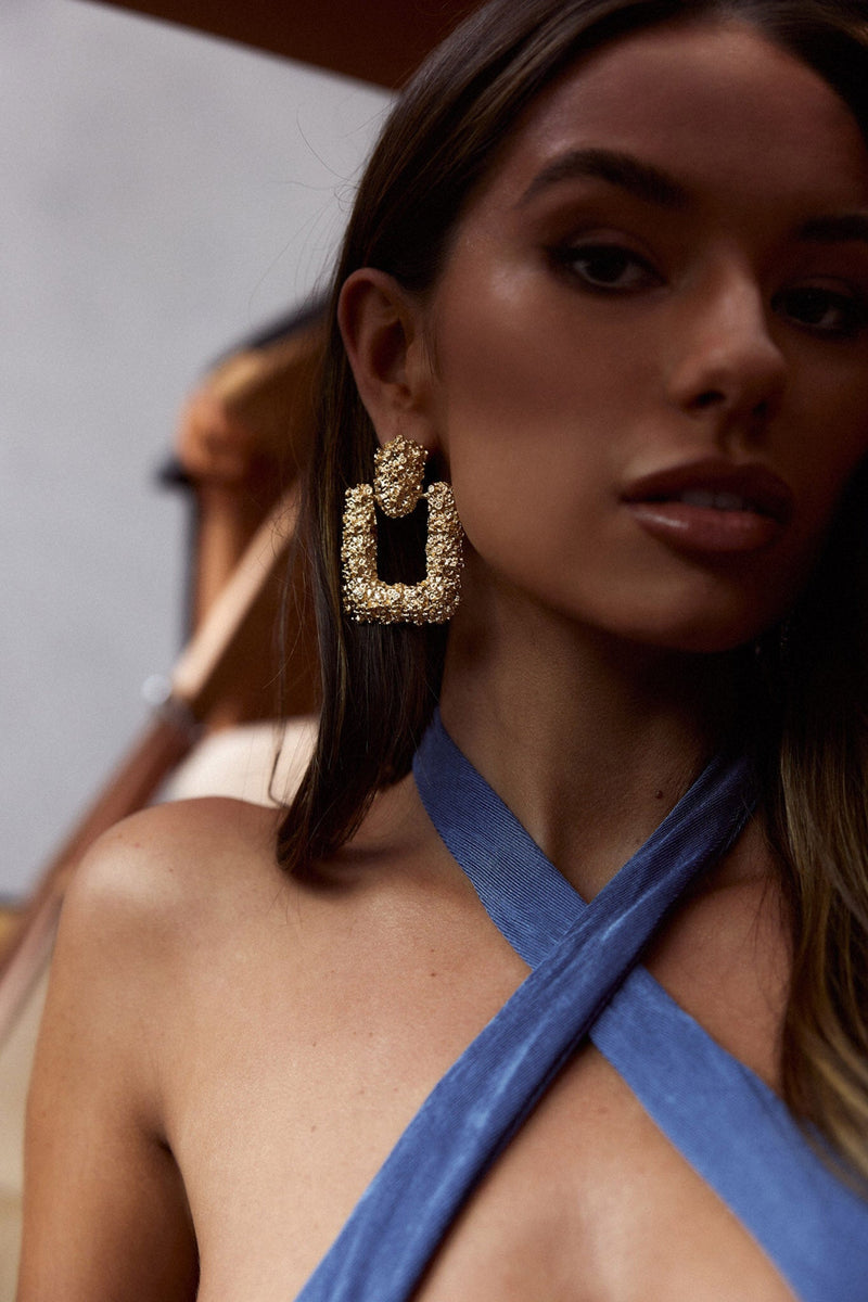 Boucles d'oreilles texturées dorées Rodeo Drive