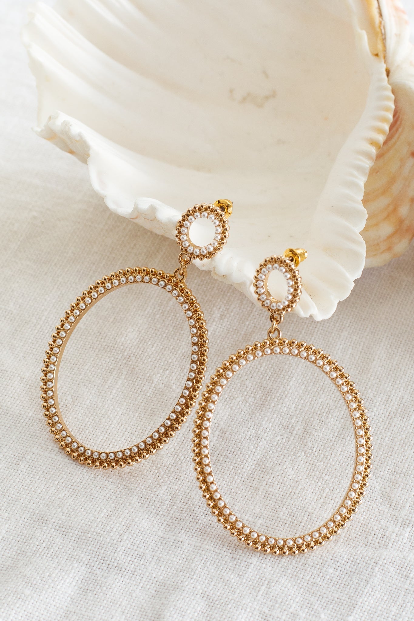 Boucles d'oreilles en perles ovales Lucienne Or