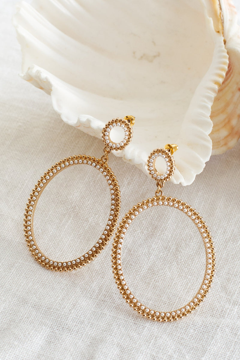 Boucles d'oreilles en perles ovales Lucienne Or